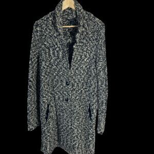 Lucky Brand Mackenzie‎ Black Marled Heavy Knit Jacket Sz S